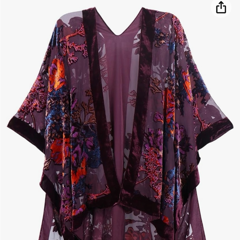 Torrid kimono with velvet accents